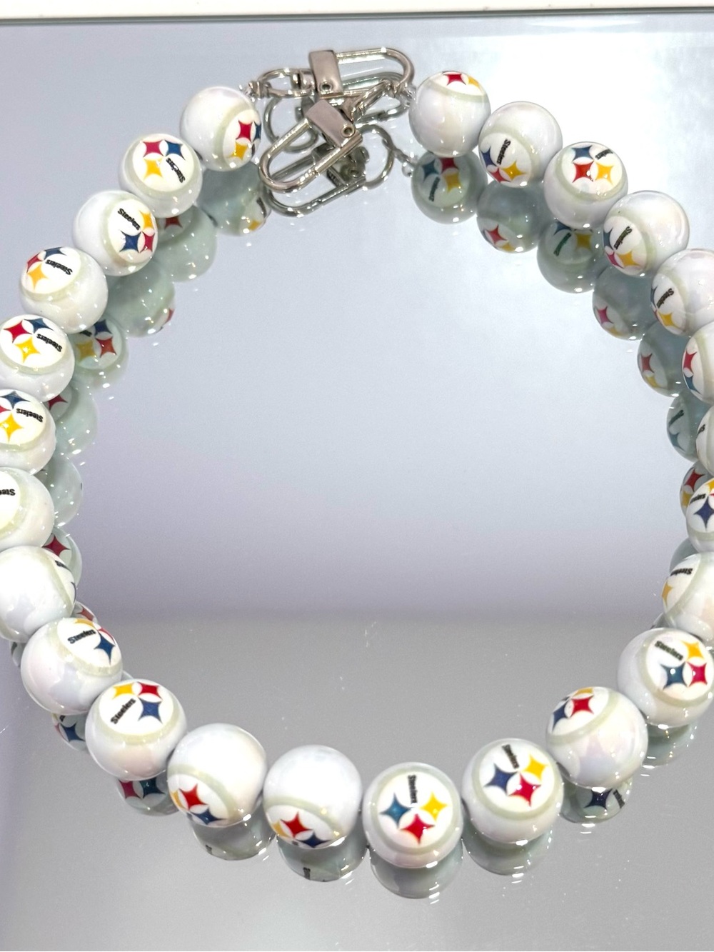 New Steelers White Beads Bag Chain 18 inches